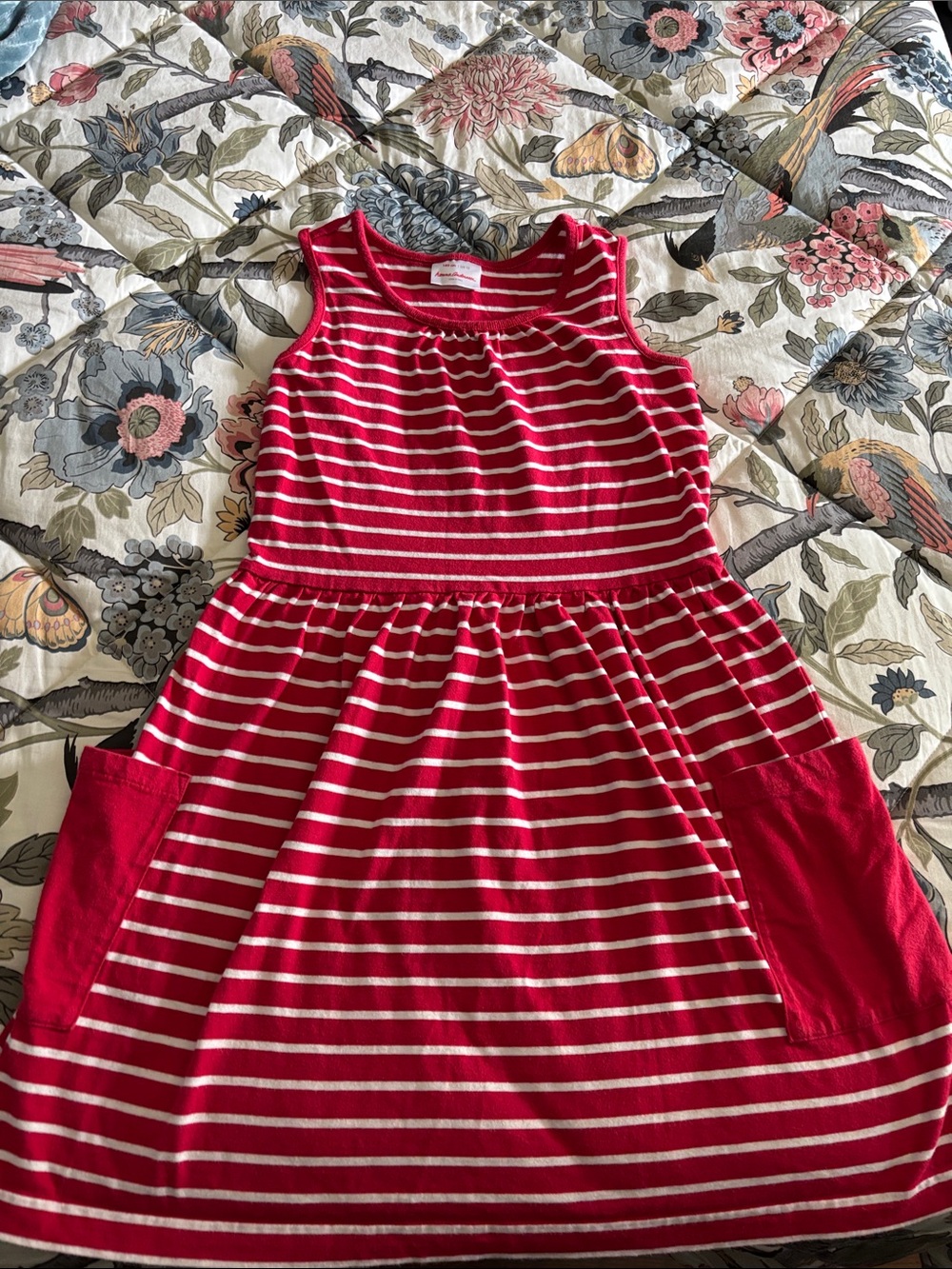 Hanna Anderson girls Striped Sleeveless Pocket Dress